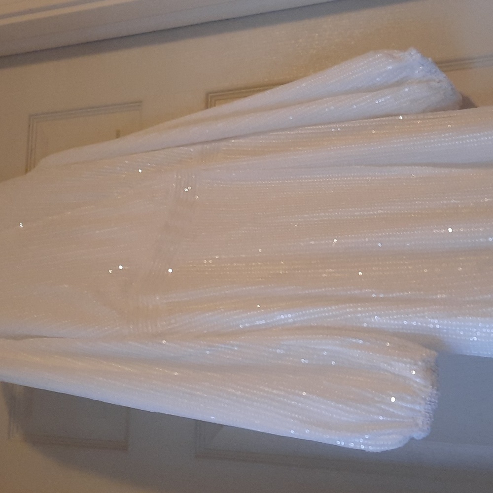 White sequin tulip cut maxi dress